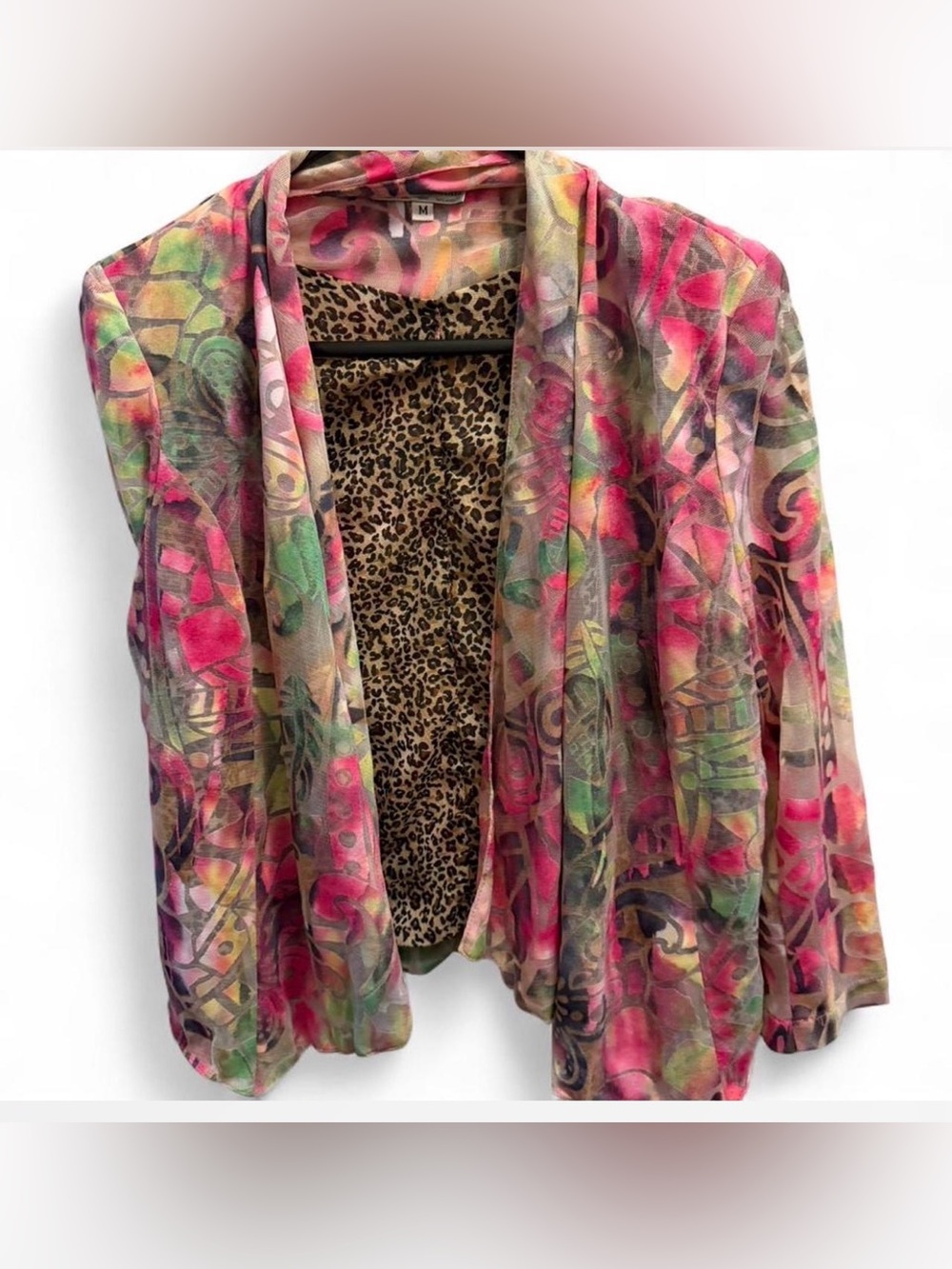 Alberto makali vintage sheer abstract women’s pullover cardigan size medium